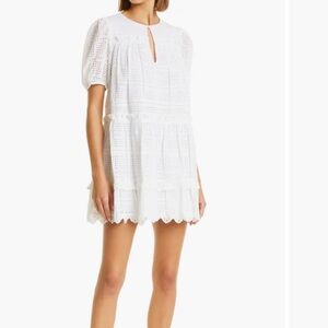 Toccin White Eyelet Dress with Beaded Tie in Back